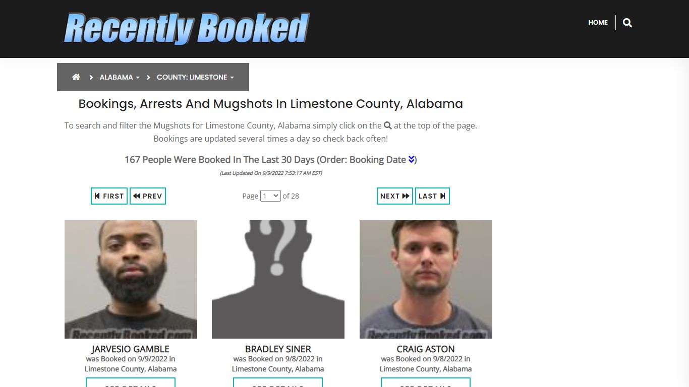 Bookings, Arrests and Mugshots in Limestone County, Alabama